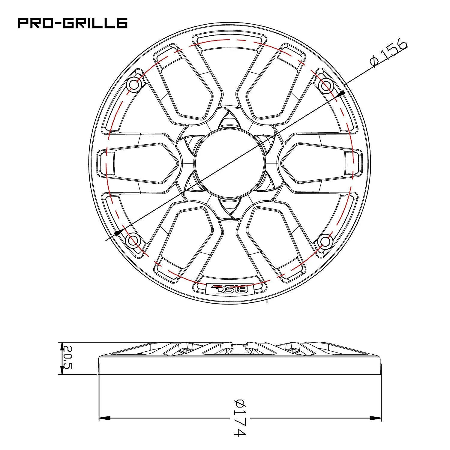 DS18 PRO Universal 6.5" Inch Plastic Speaker Grill Cover Red Set of 2