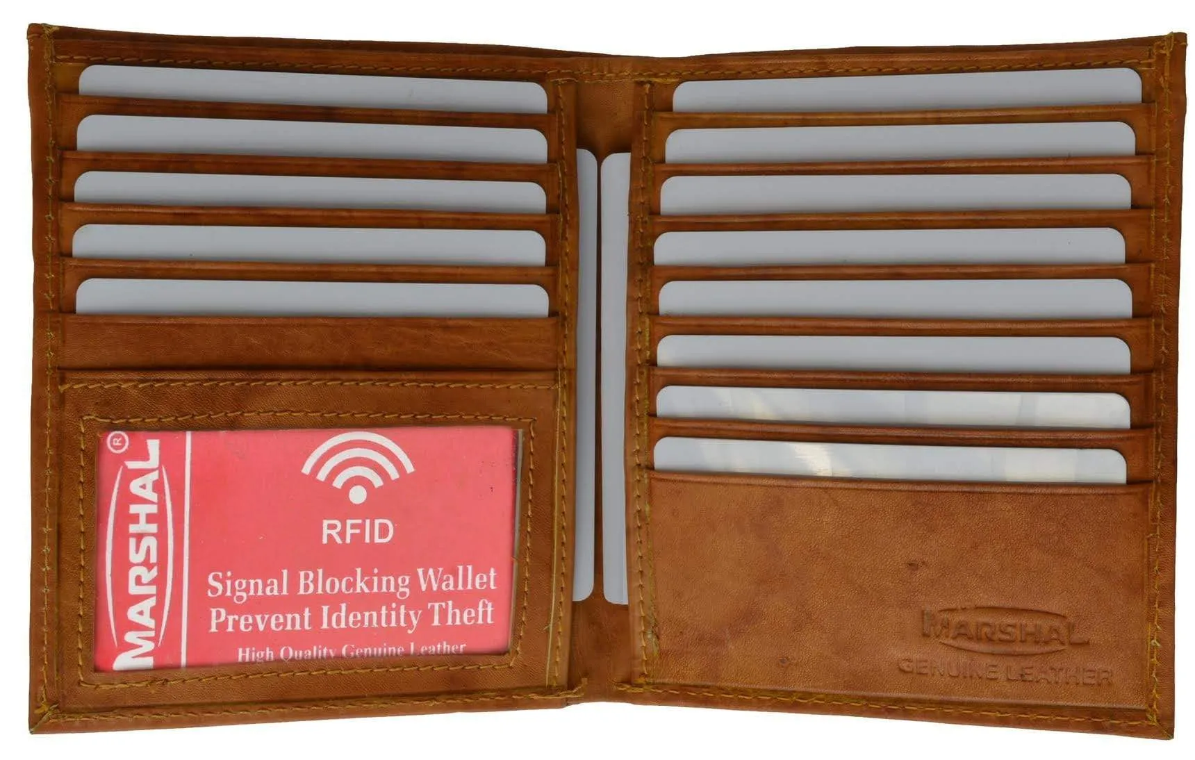Extra Capicity RFID Blocking Bifold Hipster Credit Card Wallet Premium Leather RFID 2502 (C)