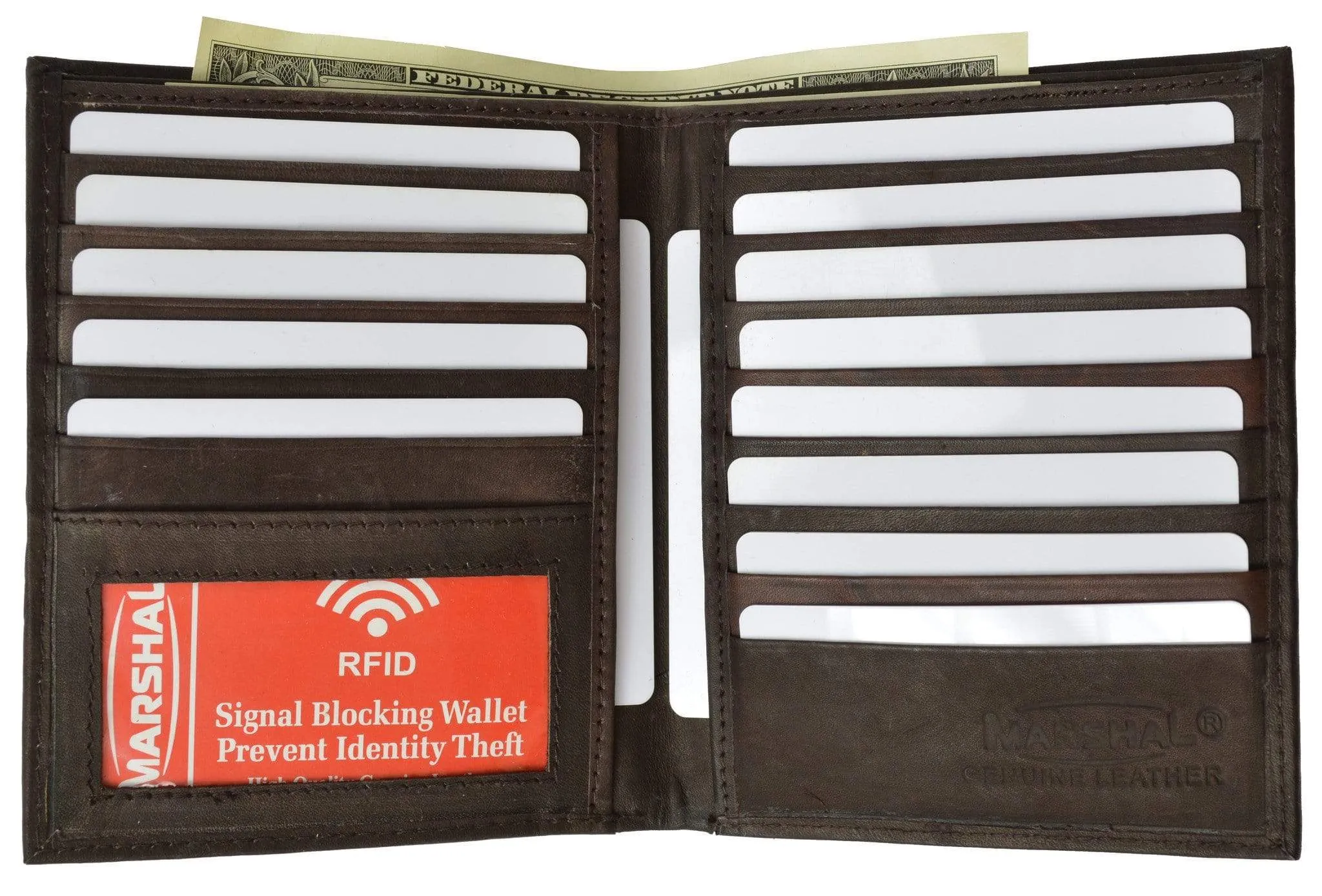 Extra Capicity RFID Blocking Bifold Hipster Credit Card Wallet Premium Leather RFID 2502 (C)