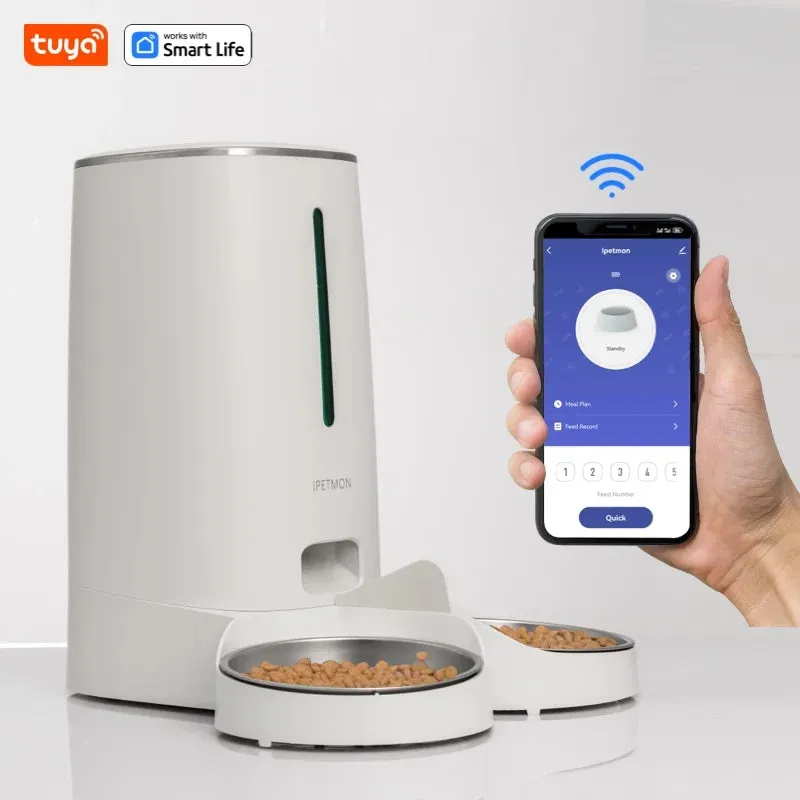 Feed Your Furry Friends with Ease! 🐾✨ Wifi Automatic pet Feeder for 2- 4L Capacity, APP Control & Double Stainless Steel Bowls! 🐱🍽️ #petlovers #SmartFeeding