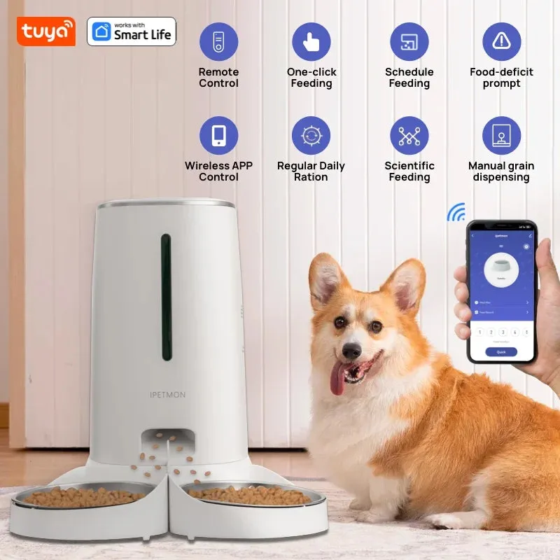 Feed Your Furry Friends with Ease! 🐾✨ Wifi Automatic pet Feeder for 2- 4L Capacity, APP Control & Double Stainless Steel Bowls! 🐱🍽️ #petlovers #SmartFeeding