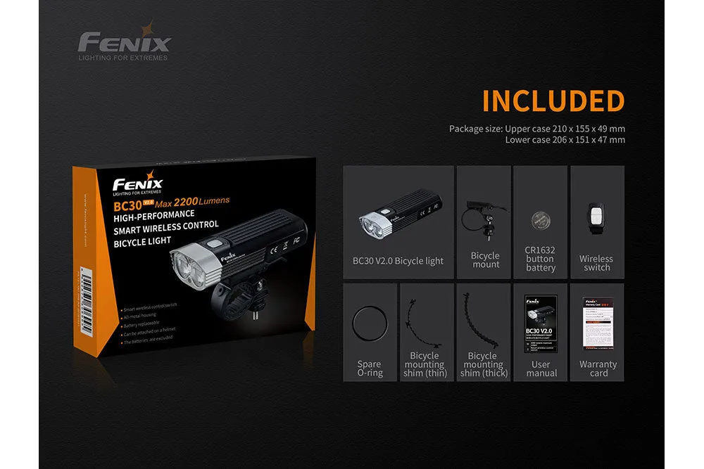 Fenix BC30 V2 LED Bike Light   CR123A Batteries Bundle