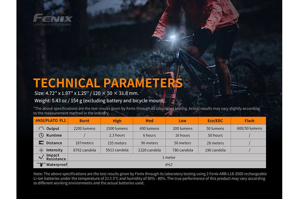 Fenix BC30 V2 LED Bike Light   CR123A Batteries Bundle