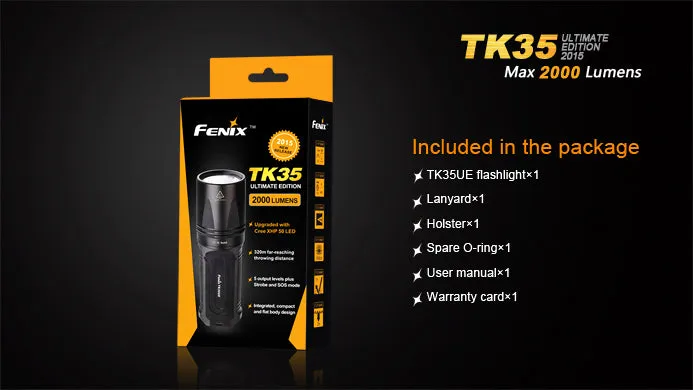 Fenix TK35UE Ultimate Edition 2015 2x 18650 / 4x CR123A 2000 Lumens CREE XHP 50 LED Flashlight