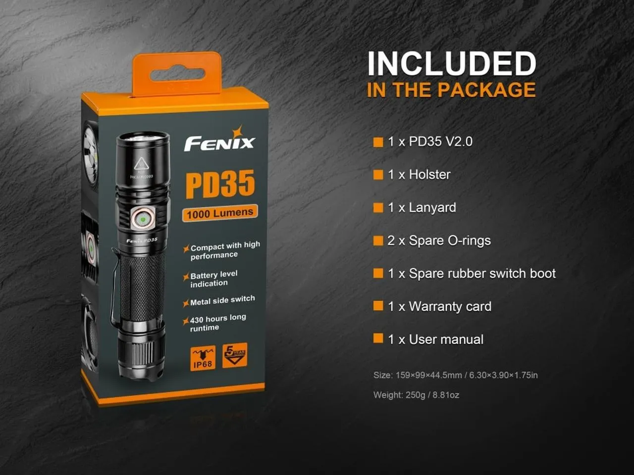 Fenix UC35 V2.0 Rechargeable Tactical Handheld LED Flashlight 1000 Lumens