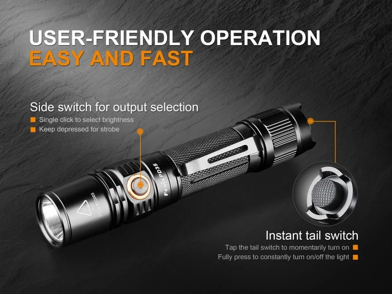 Fenix UC35 V2.0 Rechargeable Tactical Handheld LED Flashlight 1000 Lumens