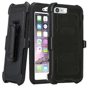 For Apple iPhone 8 Plus Case, Triple Protection 3-1 w/ Built in Screen Protector Heavy Duty Rotating Swivel Holster Shell Combo Case for iPhone 8 Plus - Black