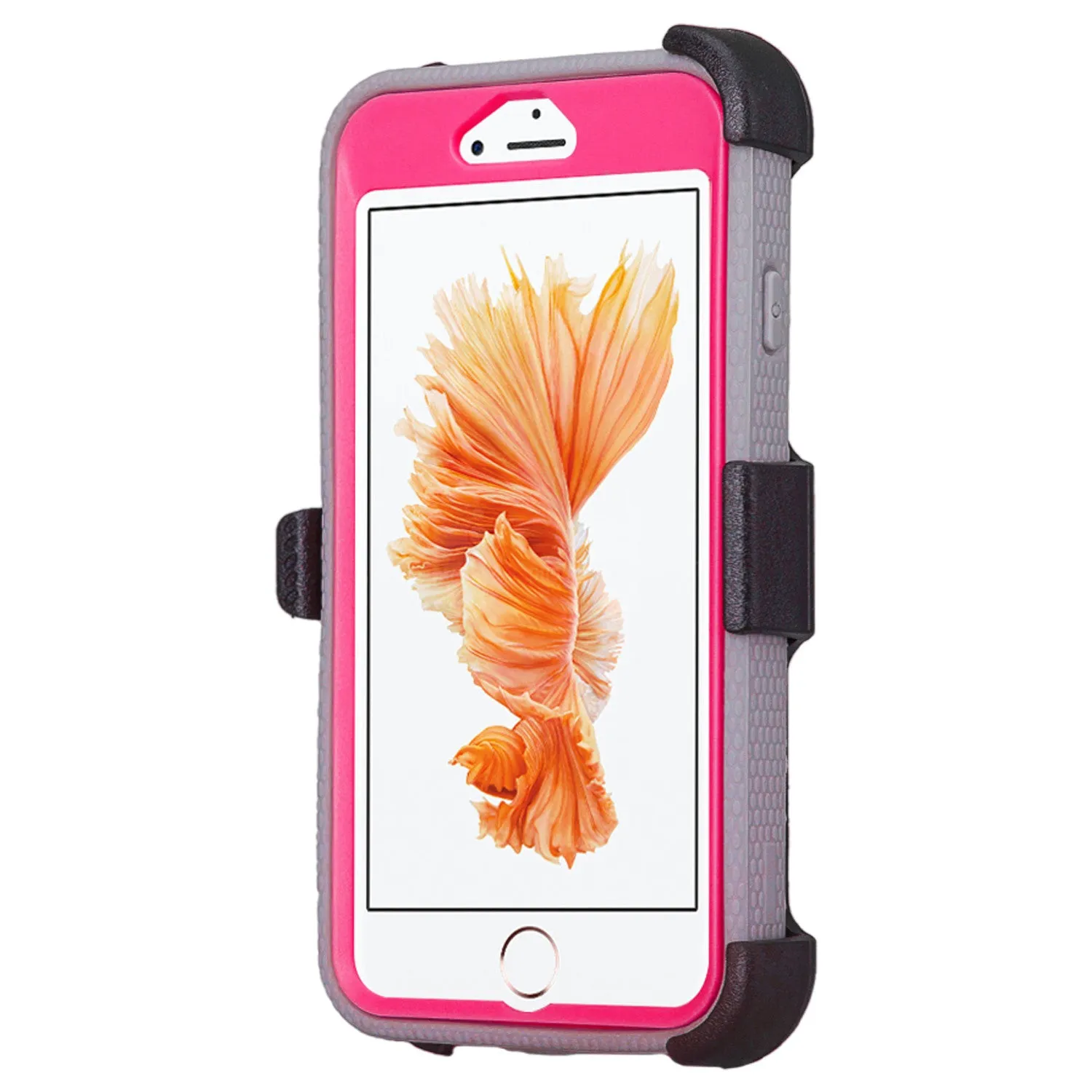 For Apple iPhone 8 Plus Case, Triple Protection 3-1 w/ Built in Screen Protector Heavy Duty Rotating Swivel Holster Shell Combo Case for iPhone 8 Plus - Hot Pink
