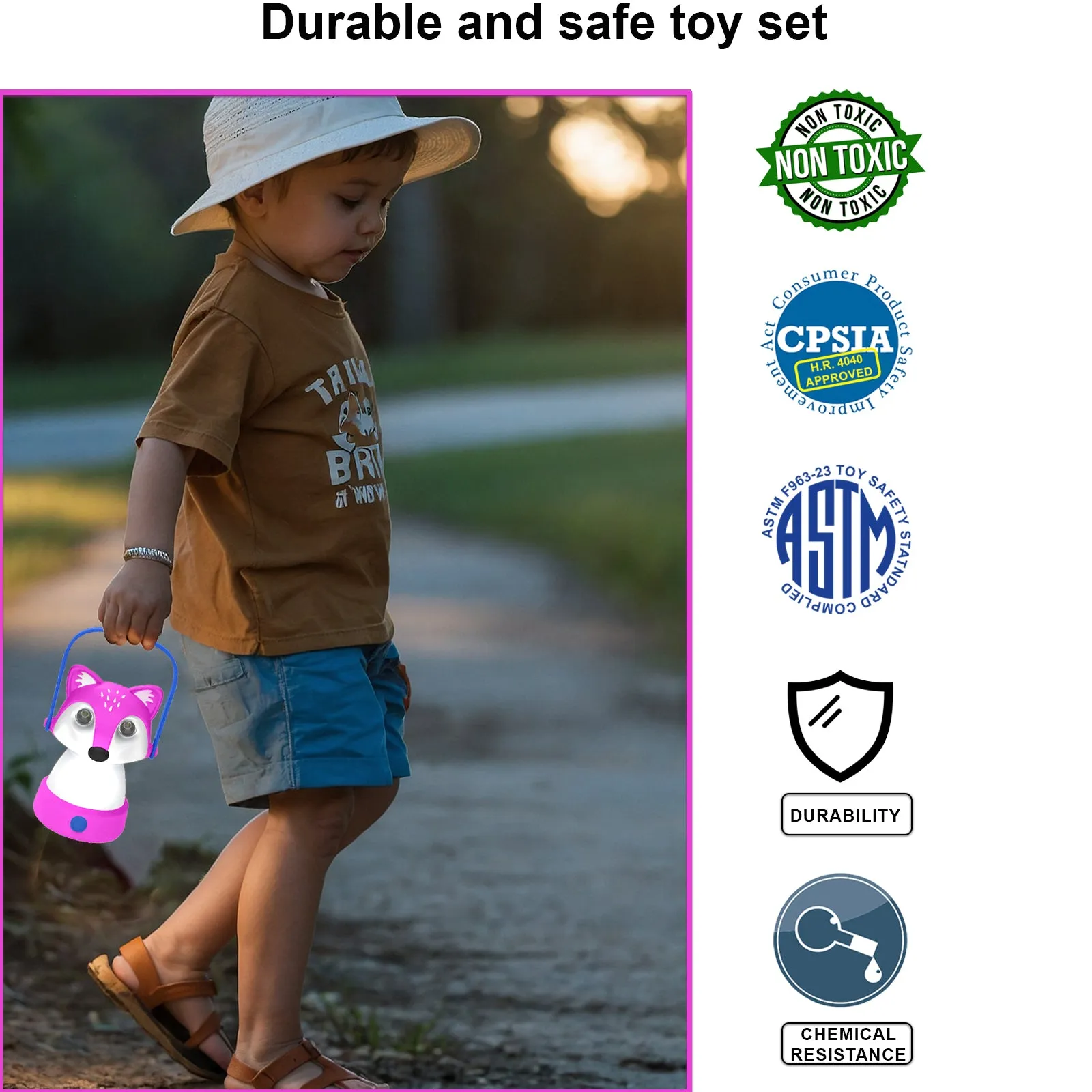 Fox LED Kids Lantern and Rechargeable Kids Headlamp Set - Pink