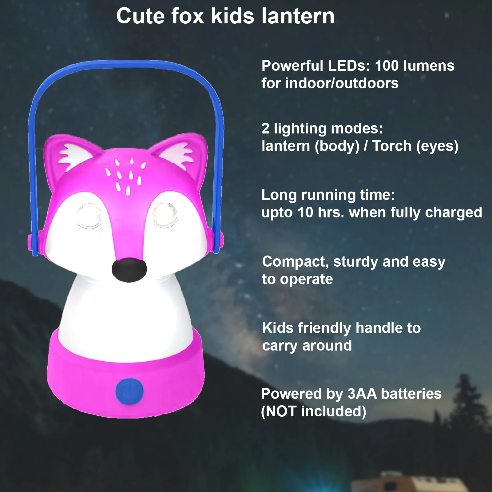 Fox LED Kids Lantern and Rechargeable Kids Headlamp Set - Pink