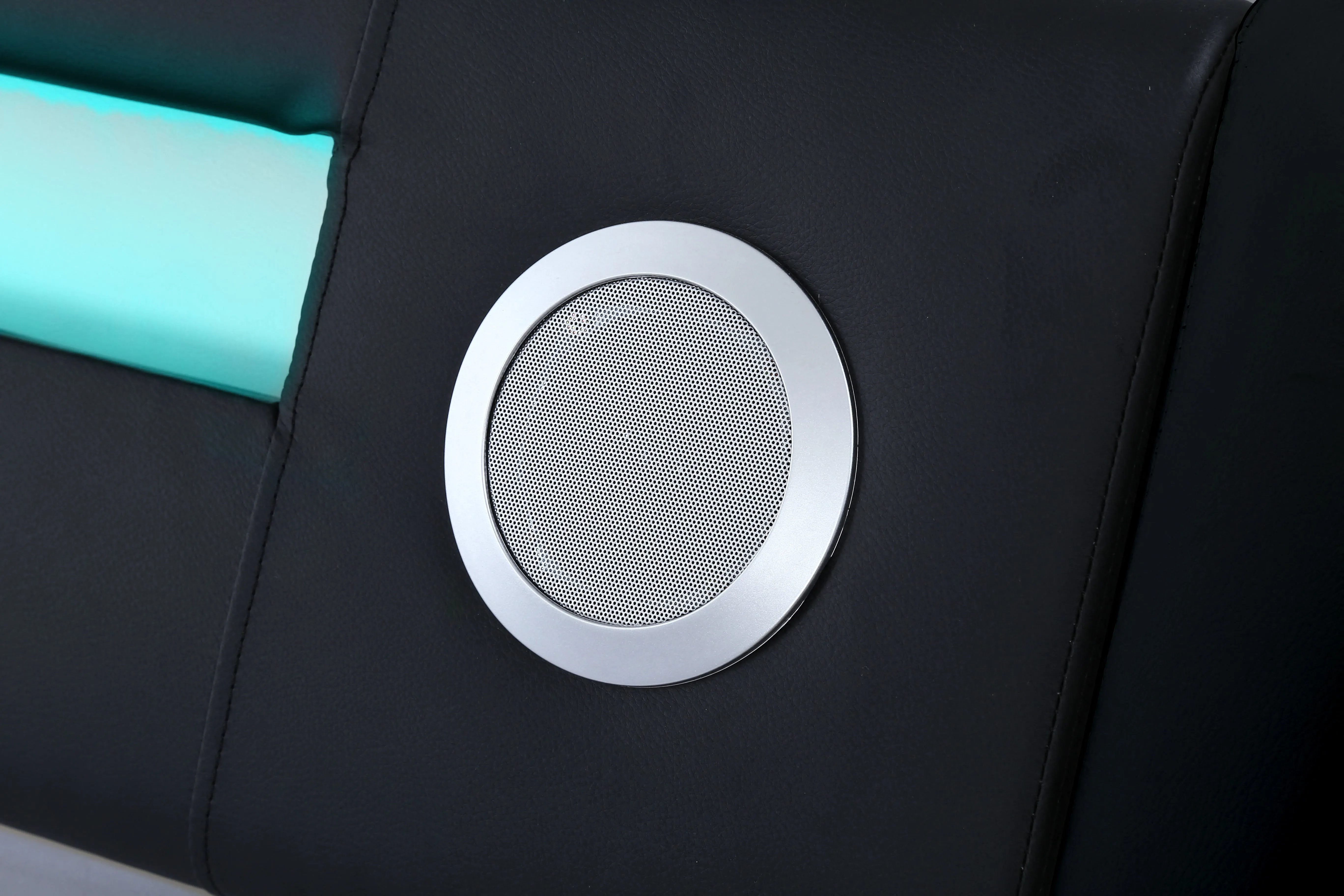 Galaxy Black PU LED Bed Speaker Gas Lift, Double