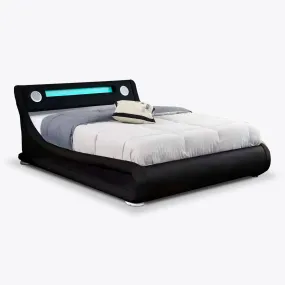 Galaxy Black PU LED Bed Speaker Gas Lift, Double