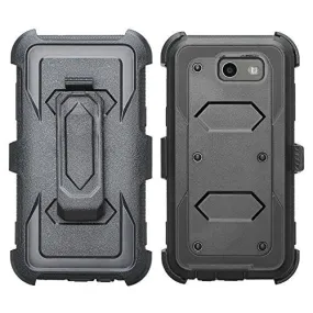 Galaxy J3 Emerge Case, Shockproof Armor   [Temper Glass Screen Protector] Heavy Duty Holster Shell Combo Case for Samsung Galaxy J3 Emerge - Black