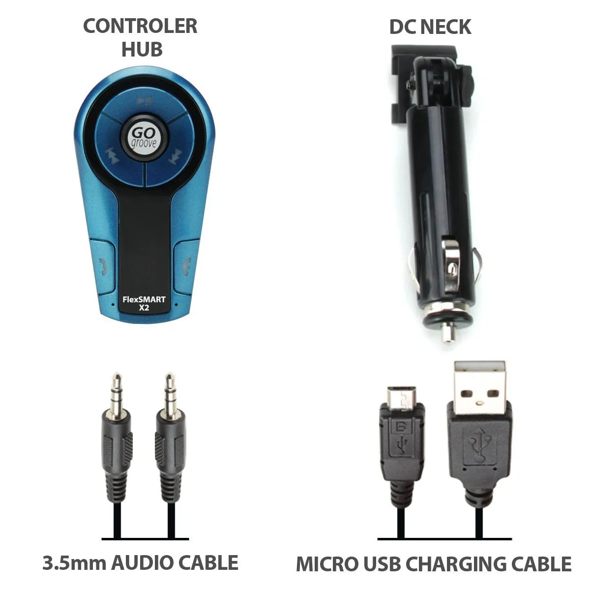 GOgroove FlexSMART X2 Mini In-Car Bluetooth FM Transmitter for Charging, Music Control & Hands-Free Calls (Open Box)