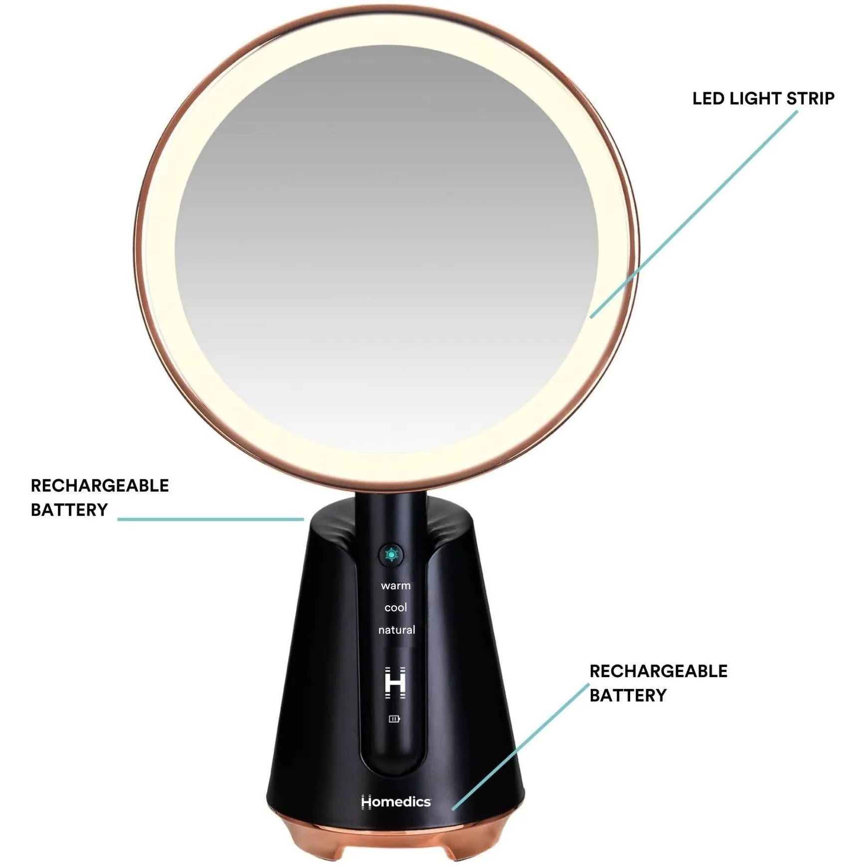 Homedics Radiance LED Beauty Mirror with Bluetooth Speaker