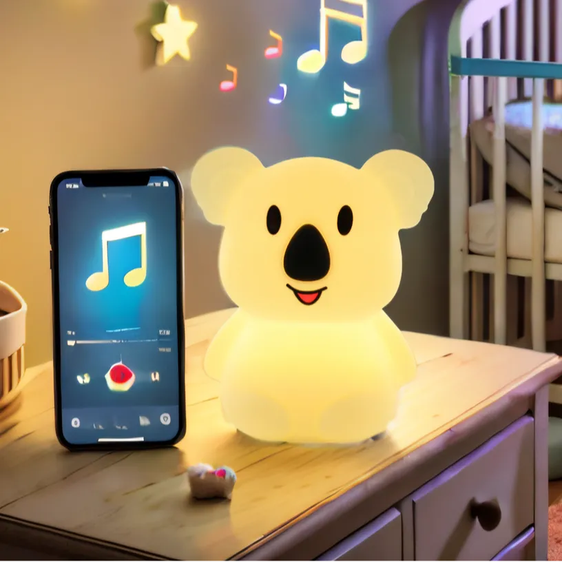 HOME.X 2 in 1 Nursery Night Light & Bluetooth Speaker Lullaby Music Player –Dimmable Color Silicone Koala Bedside Lamp
