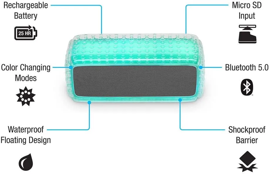 iLive Rectangle Cushion Color Changing Bluetooth Speaker - Turquoise