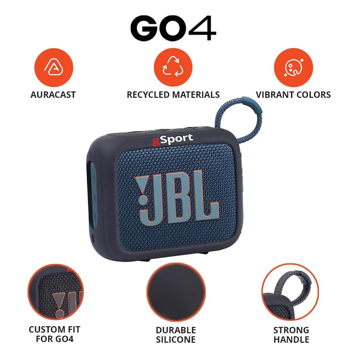 JBL Go 4 Ultra Portable Bluetooth Speaker Bundle with gSport Silicone Sleeve (Blue)