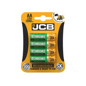 JCB AA Batteries - 1200mAh Rechargeable - 4 Pack