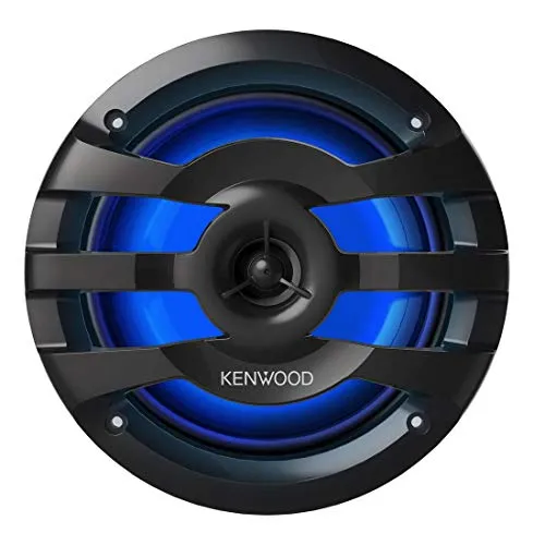 KENWOOD KFC-1673MRBL 6.75" 2-Way Marine Speaker(Black) with RGB Lighting, Remote Control Included, 260 Max Power
