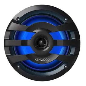 KENWOOD KFC-1673MRBL 6.75" 2-Way Marine Speaker(Black) with RGB Lighting, Remote Control Included, 260 Max Power