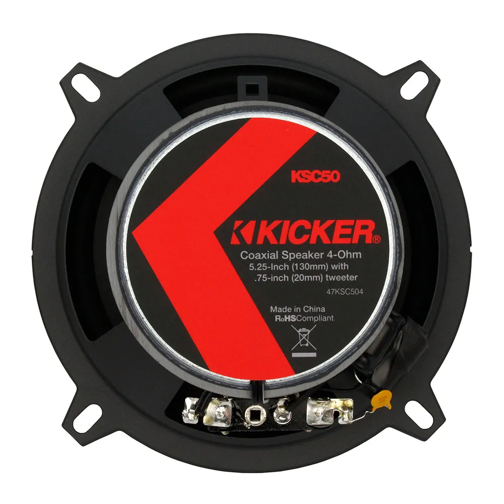 Kicker KSC50 5.25 Inch Coaxial Car Audio Speaker Pair 150W Peak 75W RMS 47KSC504