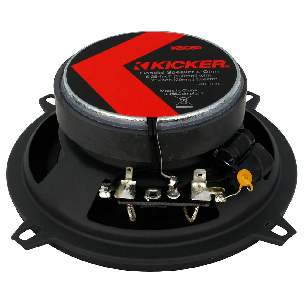 Kicker KSC50 5.25 Inch Coaxial Car Audio Speaker Pair 150W Peak 75W RMS 47KSC504