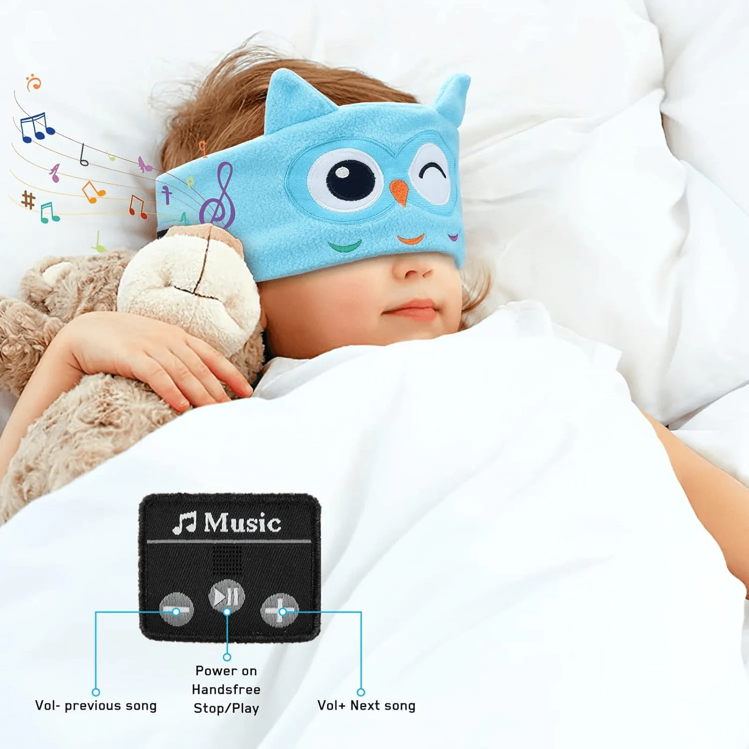 Kids Bluetooth Sleep Mask – Cozy Comfort, Built-in Speakers, Adjustable Fit