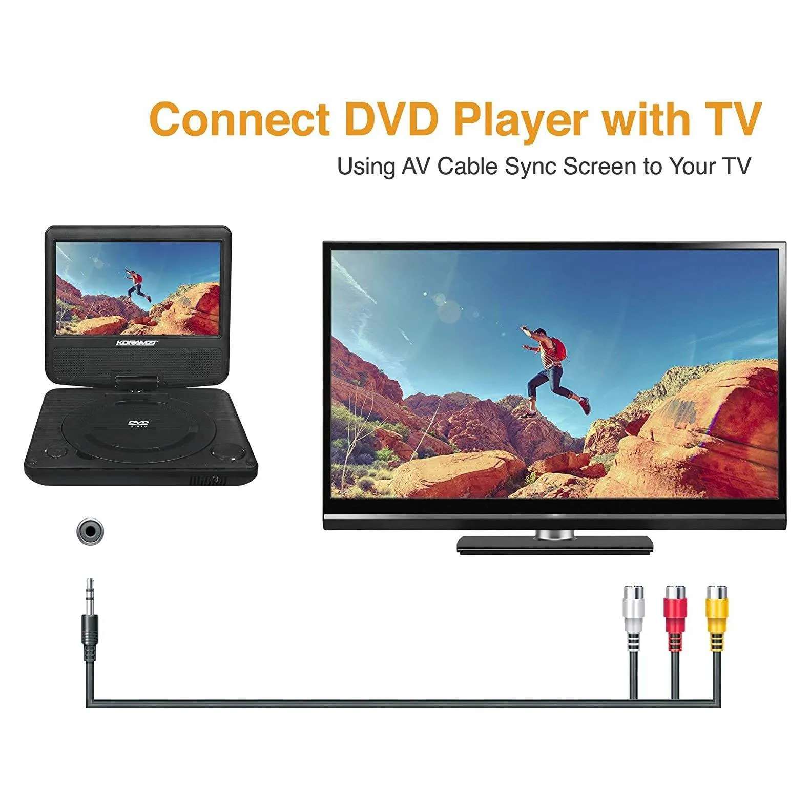 KoramzI 7" Portable Swivel DVD Player