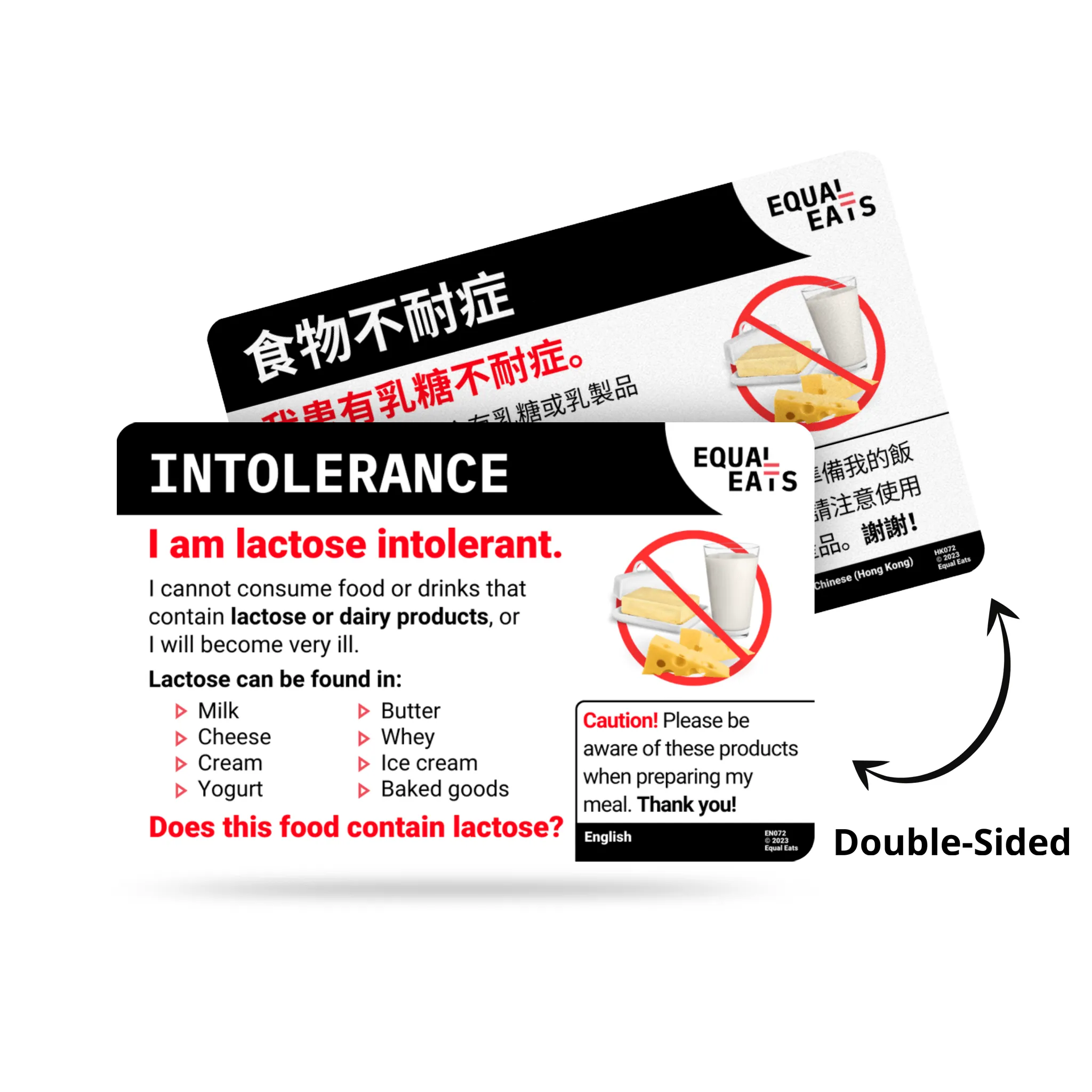 Lactose Intolerance Card in English