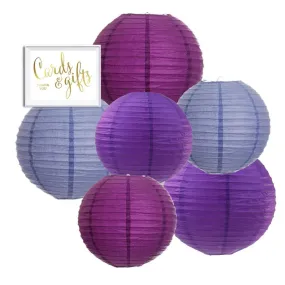 Lavender, Plum Purple, Royal Purple Hanging Paper Lanterns Decorative Kit