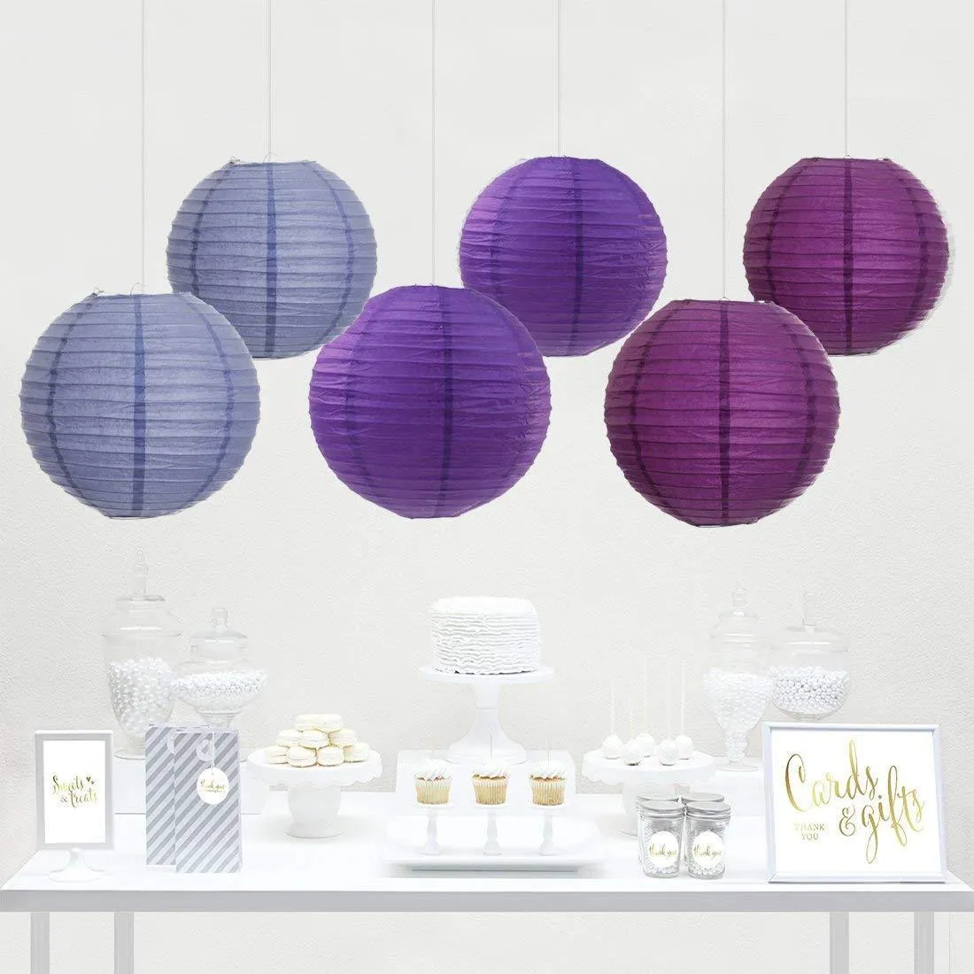 Lavender, Plum Purple, Royal Purple Hanging Paper Lanterns Decorative Kit
