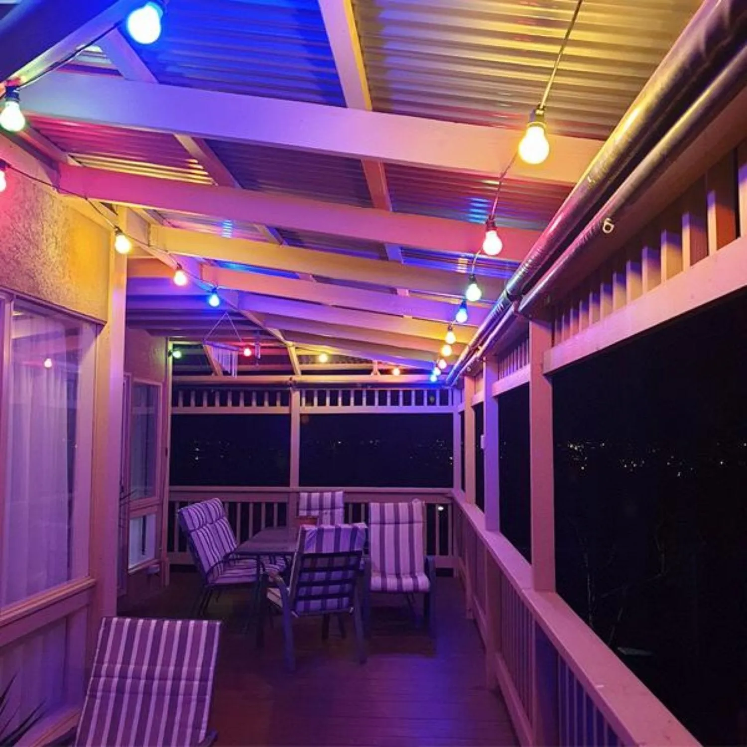 LED 10 or 20 Meter Multi Coloured Festoon Lighting A60 3w Globes