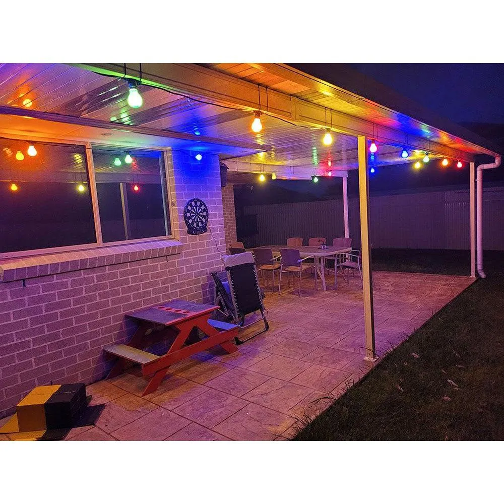 LED 10 or 20 Meter Multi Coloured Festoon Lighting A60 3w Globes