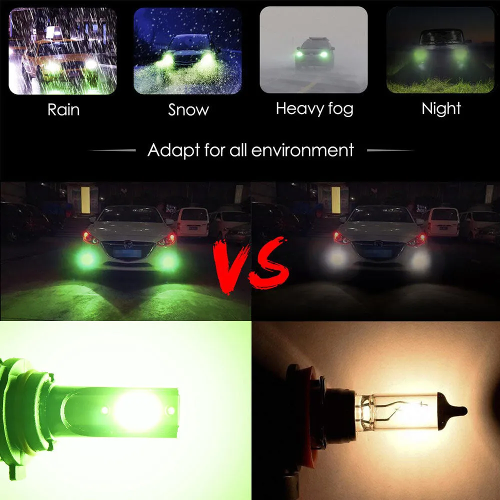LED headlight front fog lamp 9-30 V 3000LM car modified green