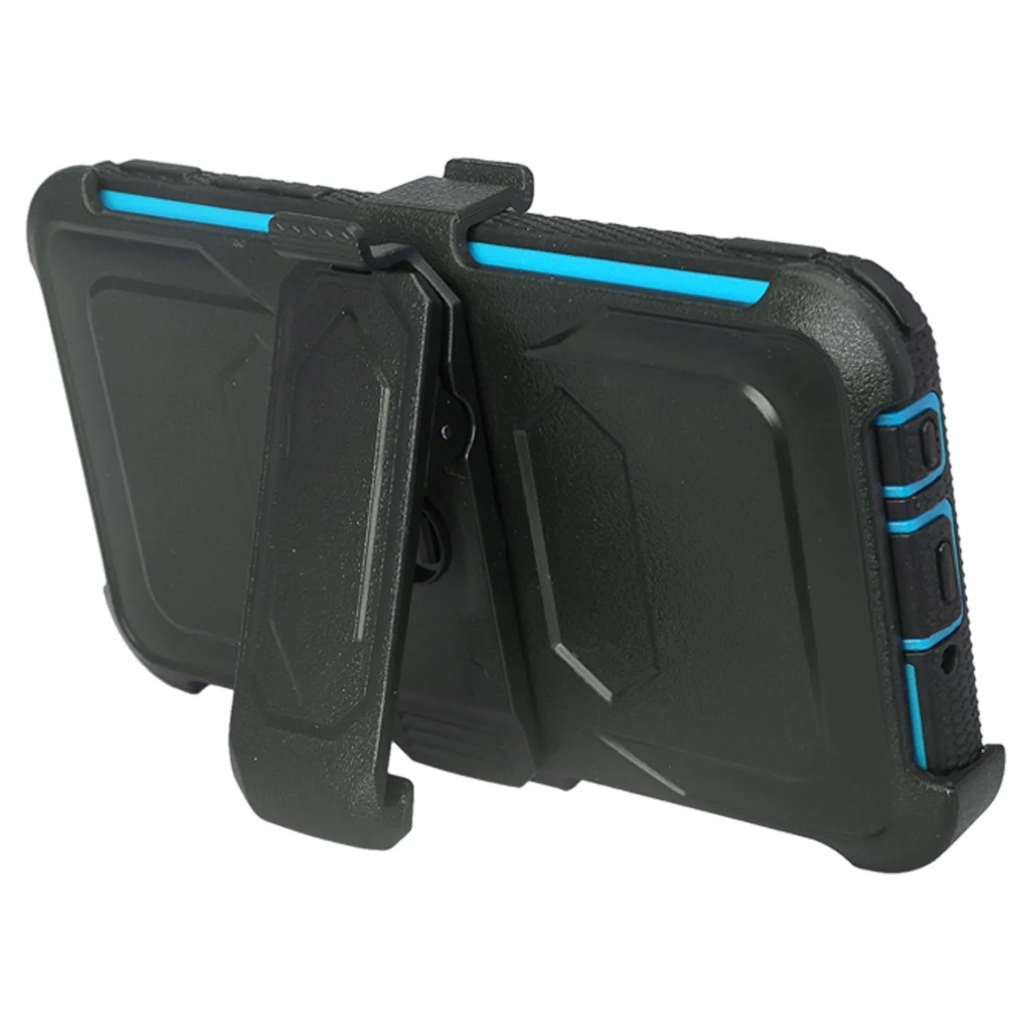 LG Aristo 2 Plus Case, Aristo 2, LG Tribute Dynasty, Rebel 3, Zone 4, Triple Protection 3-1 w/ Built in Screen Protector Heavy Duty Holster Shell Combo Case - Blue