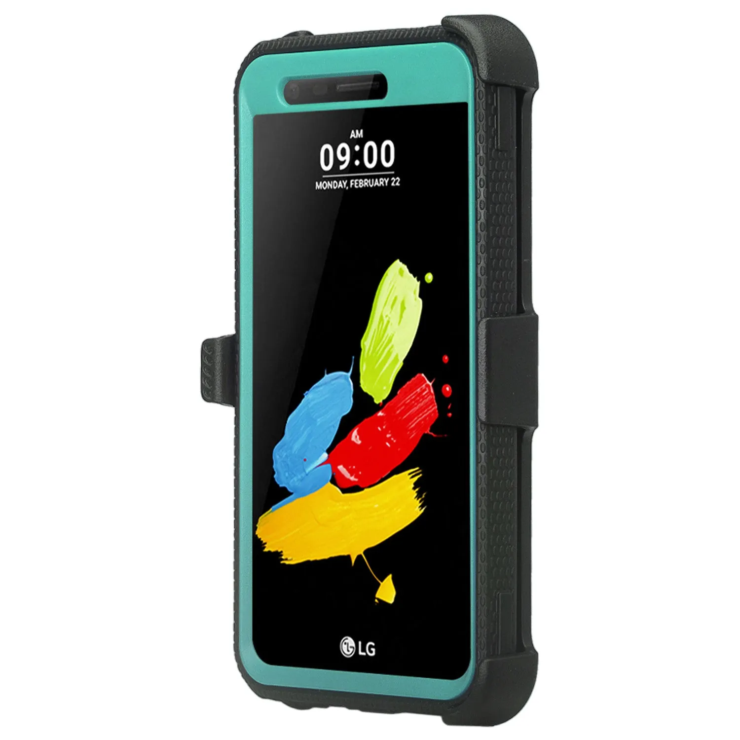 LG Aristo 2 Plus Case, Aristo 2, LG Tribute Dynasty, Rebel 3, Zone 4, Triple Protection 3-1 w/ Built in Screen Protector Heavy Duty Holster Shell Combo Case - Teal