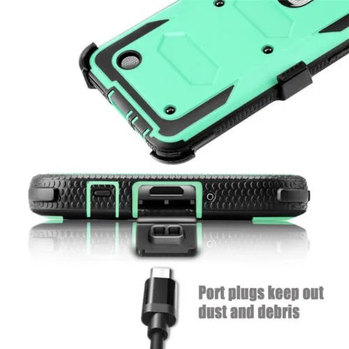 LG Aristo 2 Plus Case, Aristo 2, LG Tribute Dynasty, Rebel 3, Zone 4, Triple Protection 3-1 w/ Built in Screen Protector Heavy Duty Holster Shell Combo Case - Teal