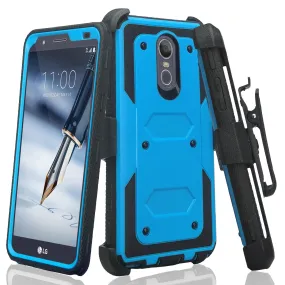 LG Escape Plus Case, Arena 2, K30 2019, Triple Protection 3-1 w/ Built in Screen Protector Heavy Duty Holster Shell Combo Case - Blue