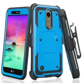 LG K20 Plus Case, LG K20 V, K10 2017 Case, Triple Protection 3-1 w/ Built in Screen Protector Heavy Duty Holster Shell Combo Cover - Blue