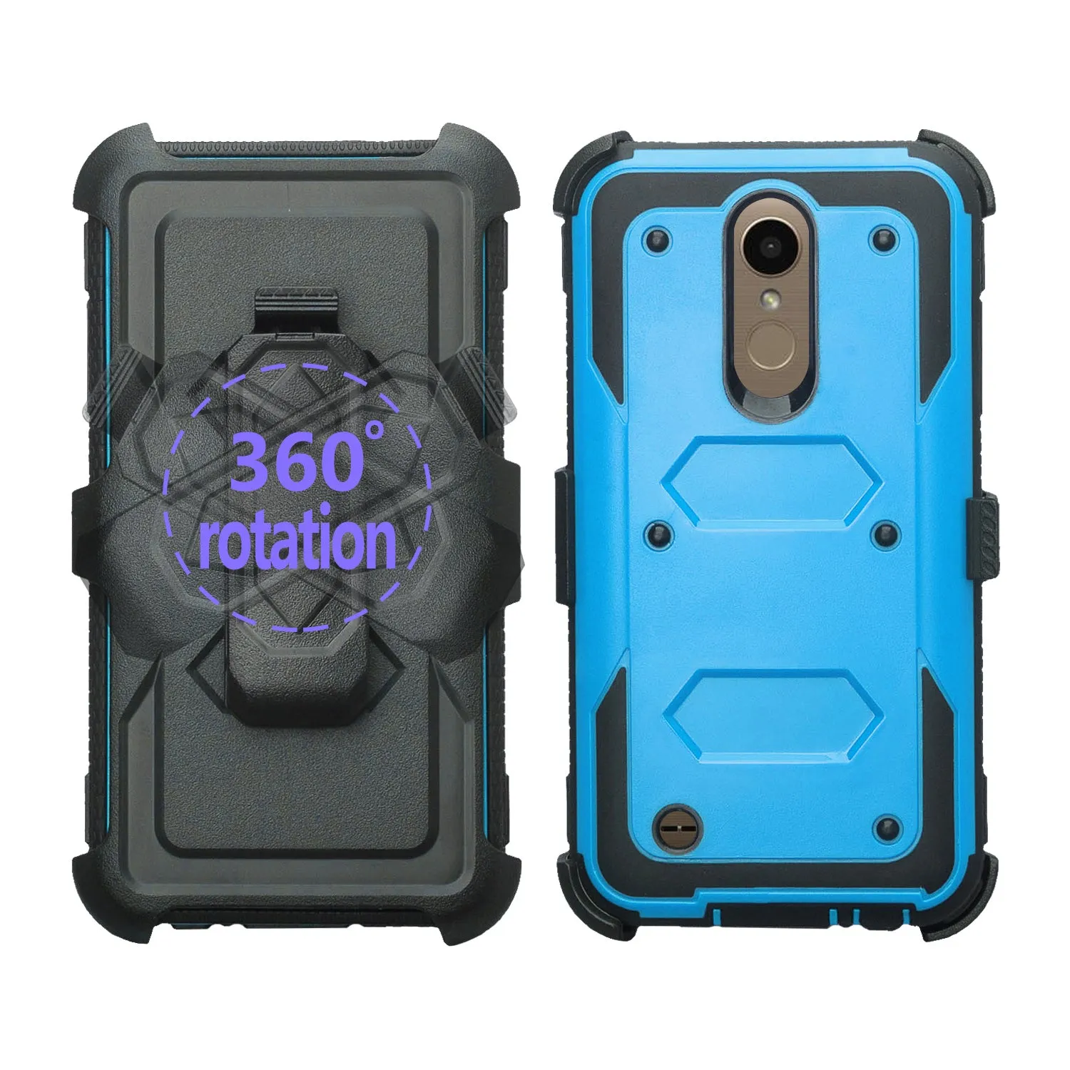 LG K20 Plus Case, LG K20 V, K10 2017 Case, Triple Protection 3-1 w/ Built in Screen Protector Heavy Duty Holster Shell Combo Cover - Blue