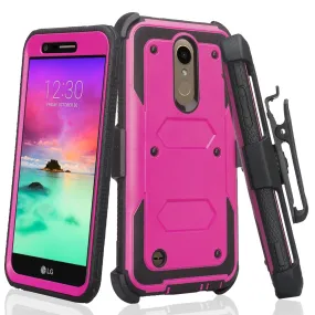 LG K20 Plus Case, LG K20 V, K10 2017 Case, Triple Protection 3-1 w/ Built in Screen Protector Heavy Duty Holster Shell Combo Cover - Purple