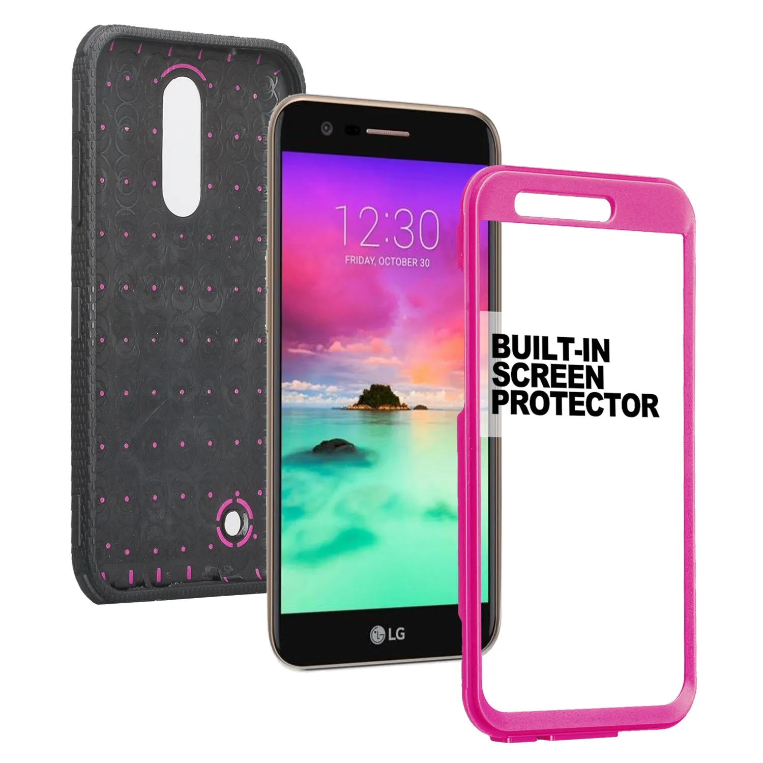 LG K20 Plus Case, LG K20 V, K10 2017 Case, Triple Protection 3-1 w/ Built in Screen Protector Heavy Duty Holster Shell Combo Cover - Purple