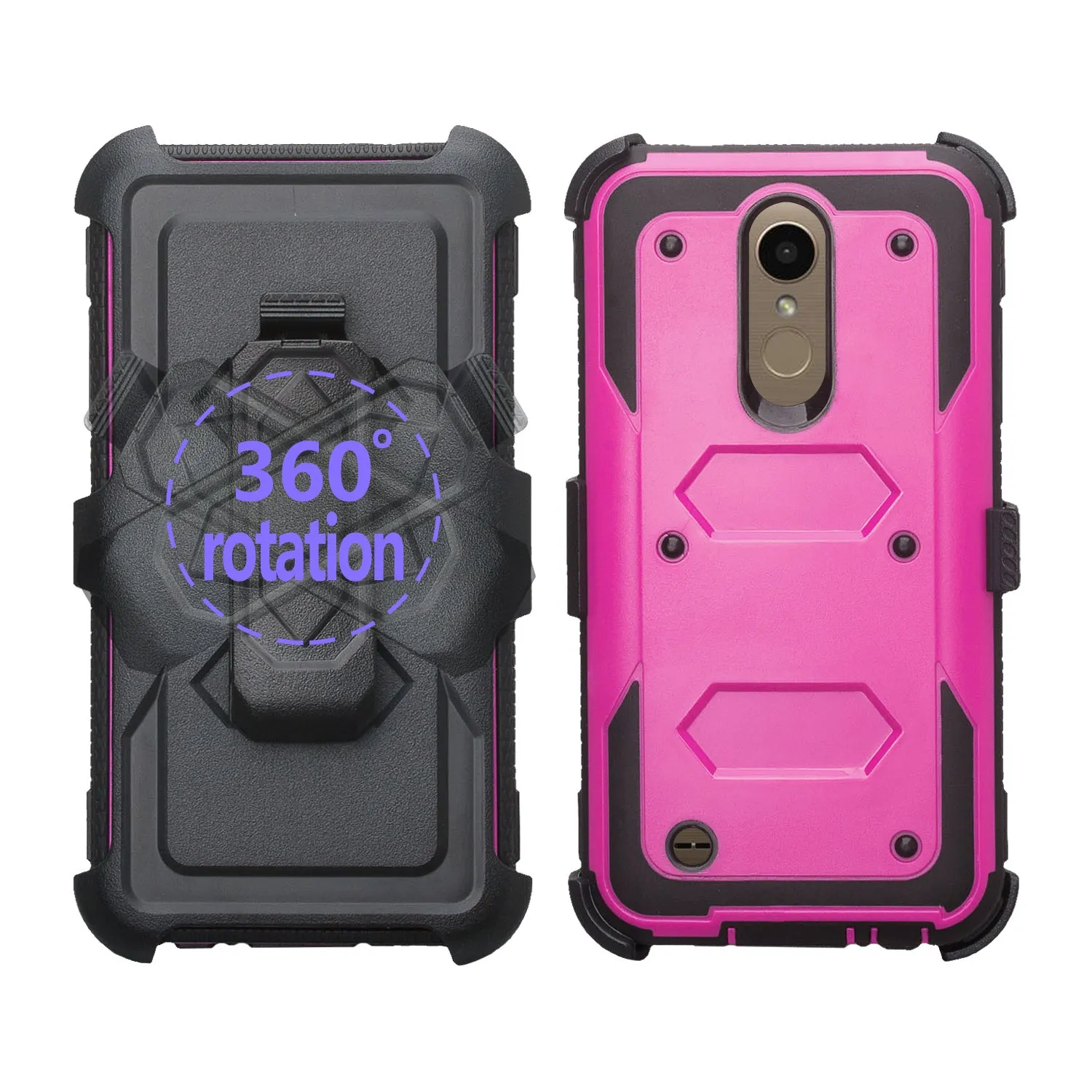 LG K20 Plus Case, LG K20 V, K10 2017 Case, Triple Protection 3-1 w/ Built in Screen Protector Heavy Duty Holster Shell Combo Cover - Purple