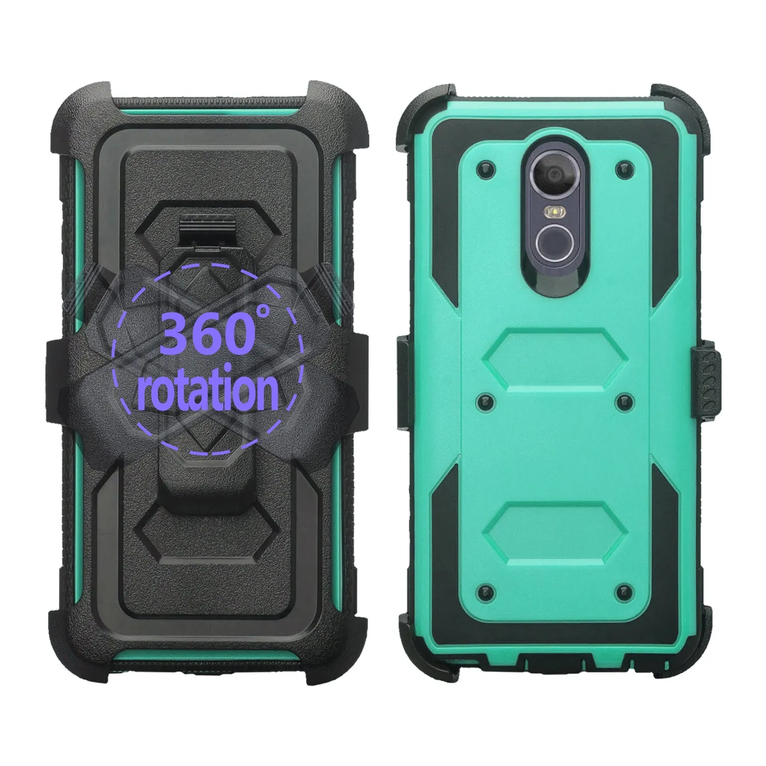 LG Stylo 4 Case, Stylo 4 Plus, Q Stylus Triple Protection 3-1 w/ Built in Screen Protector Heavy Duty Holster Shell Combo Case - Teal