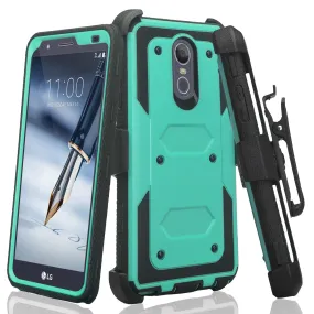 LG Stylo 4 Case, Stylo 4 Plus, Q Stylus Triple Protection 3-1 w/ Built in Screen Protector Heavy Duty Holster Shell Combo Case - Teal