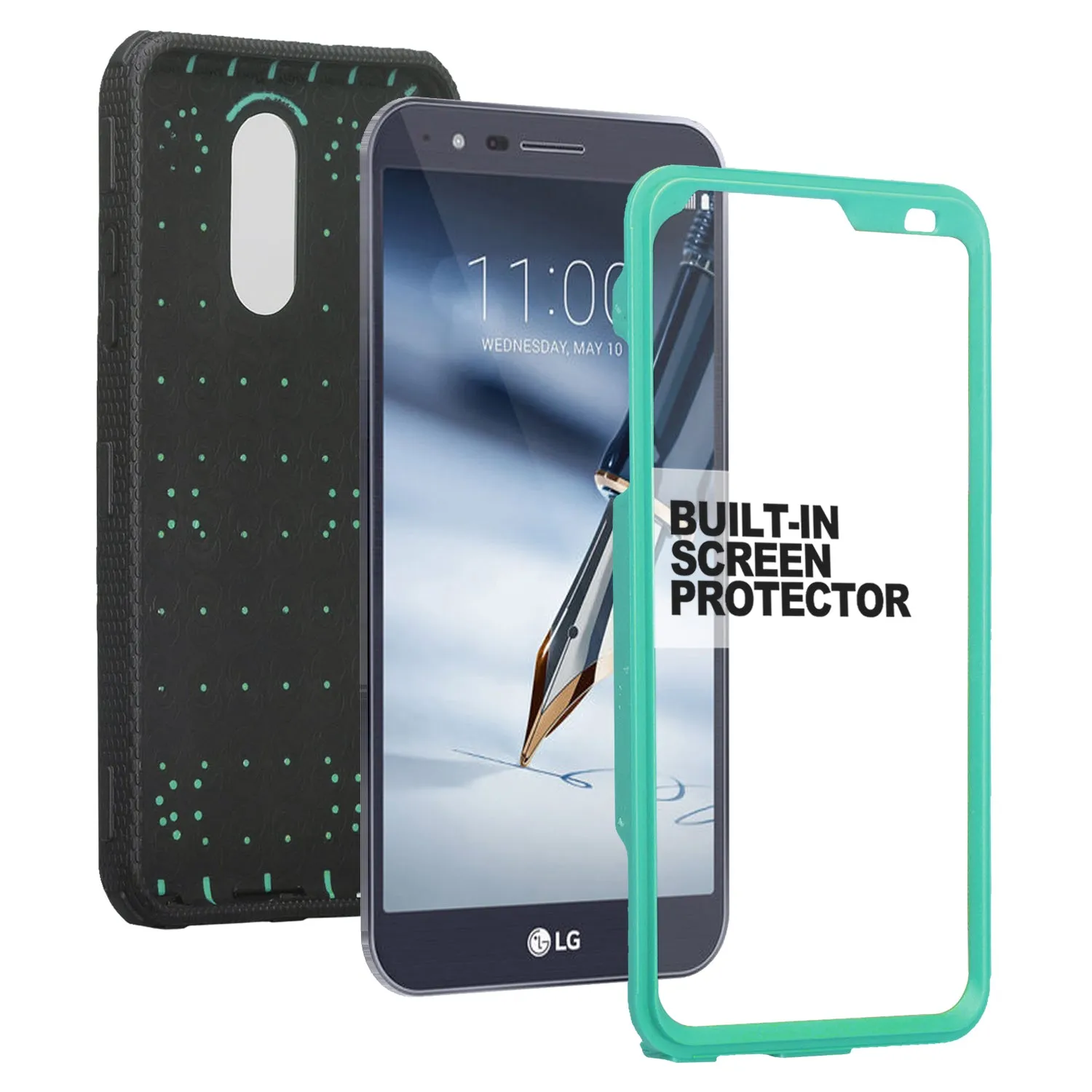LG Stylo 4 Case, Stylo 4 Plus, Q Stylus Triple Protection 3-1 w/ Built in Screen Protector Heavy Duty Holster Shell Combo Case - Teal