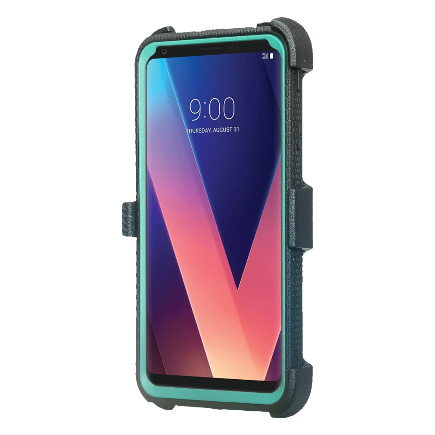 LG V30 Case, V30 Plus, Triple Protection [ Built in Screen Protector ] Heavy Duty Holster Shell Combo Clip Cover - Teal