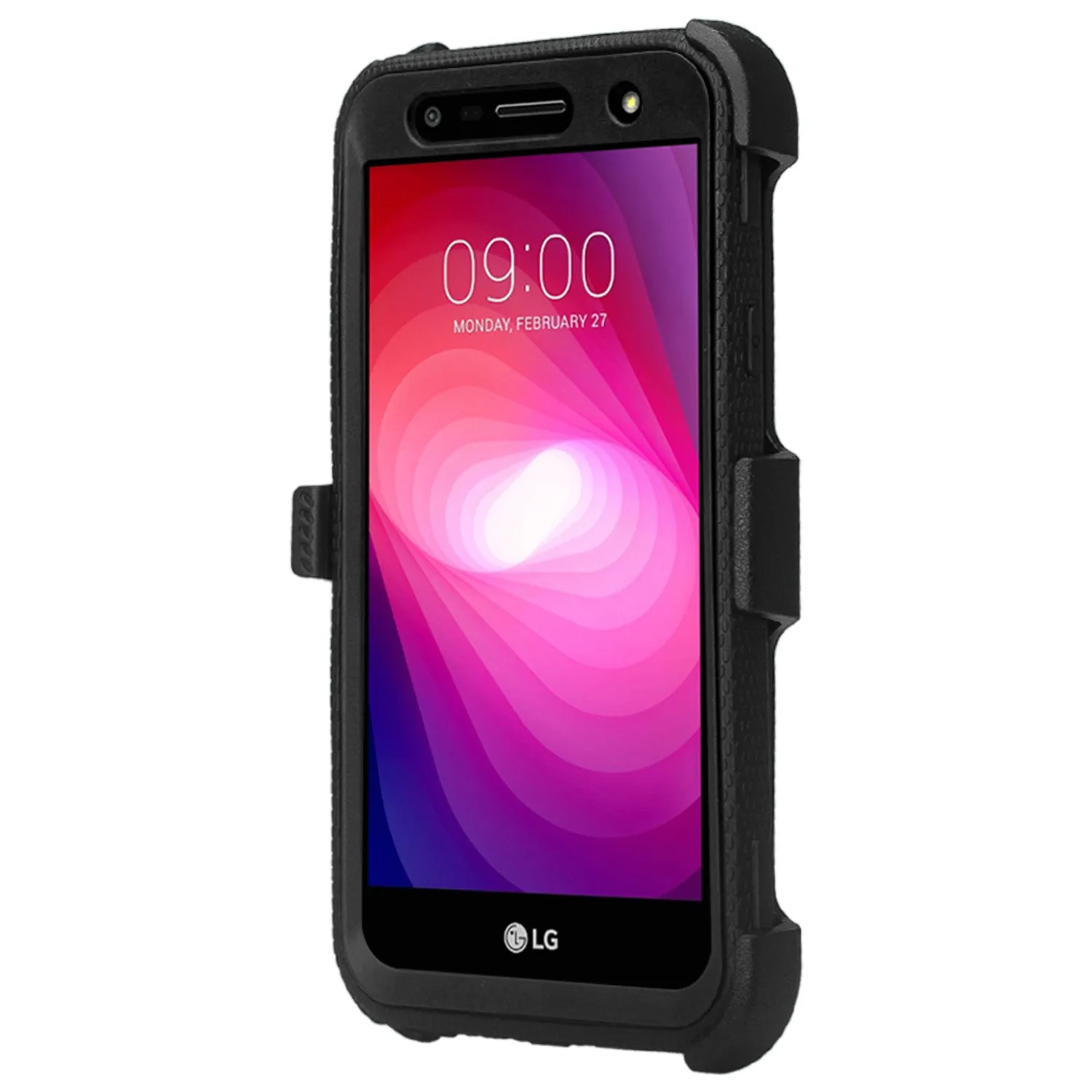 LG X Power 2 Case, LG X Charge, LG Fiesta 2, Fiesta, LG K10 Power, Triple Protection 3-1 w/ Built in Screen Protector Heavy Duty Holster Shell Combo Clip Case Cover - Black