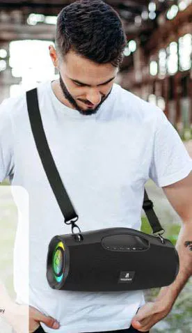 Max Power Heavy Duty Water Resistant & Dust Proof Bluetooth Speaker W/ Handle & Shoulder Strap - Grey